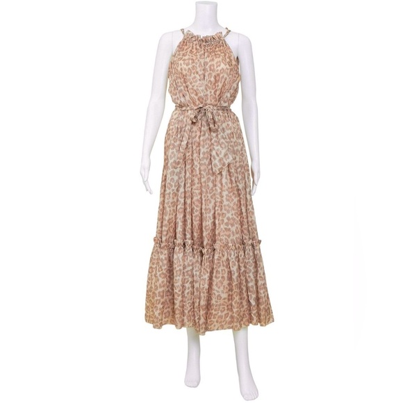 🔥 🆕 ZIMMERMAN Kirra Tie Shoulder
Maxi Leopard Dress 100% SILK US Size 4 - Picture 8 of 16